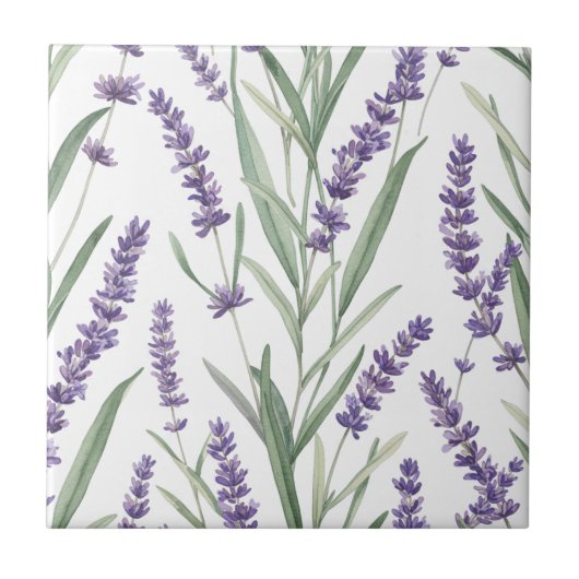 Lavendel botanisch patroon tegeltje (Voorkant)