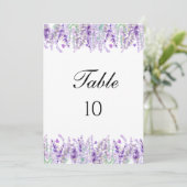Lavendel botanische bloem bruiloft tafel nummers kaart (Staand voorkant)