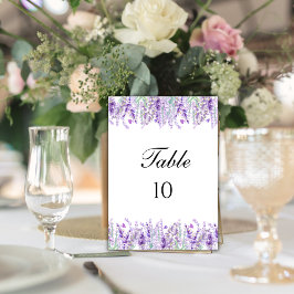 Lavendel botanische bloem bruiloft tafel nummers kaart