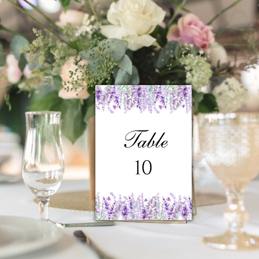 Lavendel botanische bloem bruiloft tafel nummers kaart