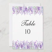 Lavendel Botanische Bloemen Bruiloft Tafel Nummers Kaart (Achterkant)