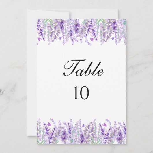 Lavendel Botanische Bloemen Bruiloft Tafel Nummers Kaart (Achterkant)