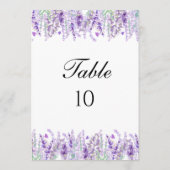 Lavendel Botanische Bloemen Bruiloft Tafel Nummers Kaart (Achterkant)