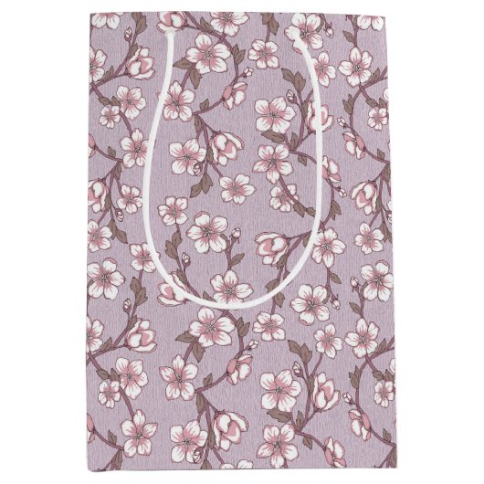 Lavendel Botanische Bloemen Geschenktas – Paarse L Medium Cadeauzakje (Voorkant)