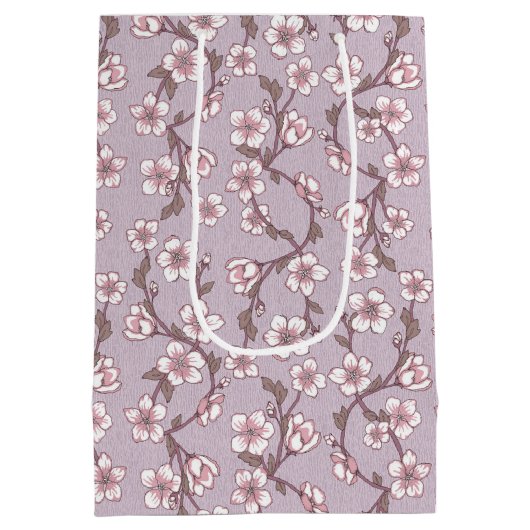 Lavendel Botanische Bloemen Geschenktas – Paarse L Medium Cadeauzakje (Achterkant)