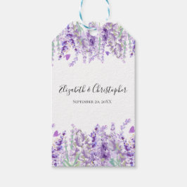 Lavendel Botanische Bloemen Paarse Groene Bruiloft Cadeaulabel