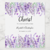 Lavendel Botanische Bloemen Paarse Groene Bruiloft Wijn Etiket (Enkel label)