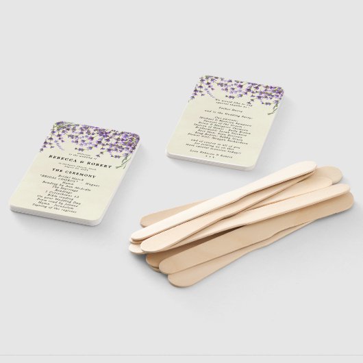 Lavendel botanische bruiloft programma fans handwaaier (Niet-gemonteerd)
