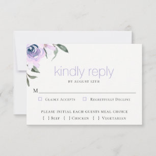 Lavendel Botanische bruiloft RSVP Maaltijdkeuze Ka Kaartje