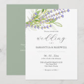 Lavendel Botanische Bruiloft Uitnodiging met QR Co (Voorkant / Achterkant)