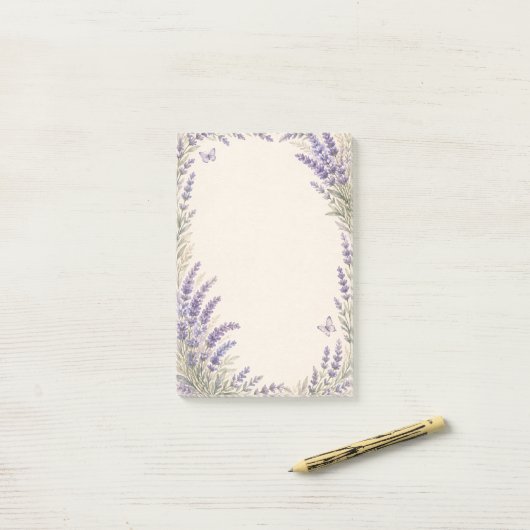 Lavendel Botanische Rand Post-it® Notes (Op bureau)