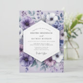 Lavendel Botanische Romantische Bruiloft Kaart (Staand voorkant)