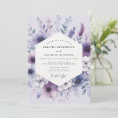 Lavendel Botanische Romantische Bruiloft Kaart (Staand voorkant)
