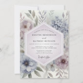 Lavendel Botanische Romantische Bruiloft Kaart (Voorkant)