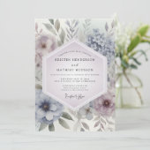 Lavendel Botanische Romantische Bruiloft Kaart (Staand voorkant)
