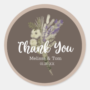 Lavendel Botanische Rustieke Trouw Dank Je Ronde Sticker