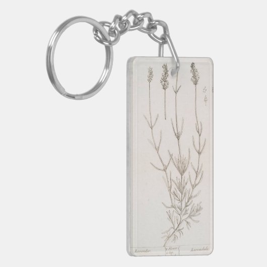 Lavendel botanische tekening sleutelhanger (Voorkant Links)