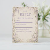 Lavendel Botanische Vintage RSVP Kaartje (Staand voorkant)
