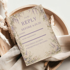 Lavendel Botanische Vintage RSVP Kaartje