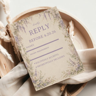 Lavendel Botanische Vintage RSVP Kaartje