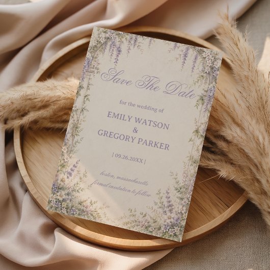 Lavendel Botanische Vintage Save The Date