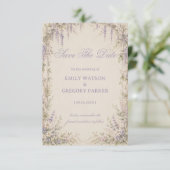 Lavendel Botanische Vintage Save The Date (Staand voorkant)