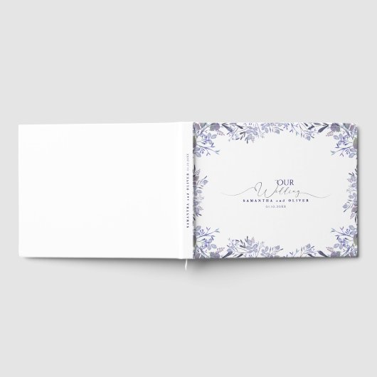 Lavendel Botanische Waterverf bruiloft gastenboek (Volledig)