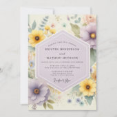 Lavendel Botanische Whimsy Bruiloft Kaart (Voorkant)