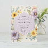 Lavendel Botanische Whimsy Bruiloft Kaart (Staand voorkant)