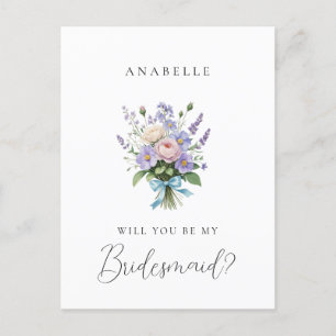 Lavendel Bouquet Bruidsmeisje Voorstel Briefkaart