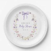 Lavendel Bow Baby shower Wildflower Papier Borden Papieren Bordje (Voorkant)