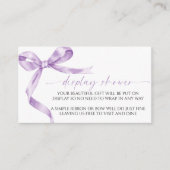 Lavendel Bow Display Baby shower Enclosure Kaart (Voorkant)