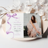 Lavendel Bow Foto Sweet 16 Verjaardag Uitnodiging