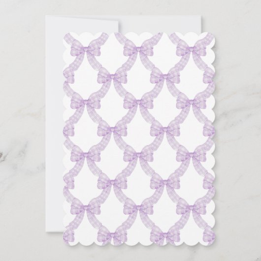 Lavendel Bow Grandmillennial Preppy Baby shower Kaart (Achterkant)