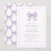 Lavendel Bow Grandmillennial Preppy Baby shower Kaart (Voorkant / Achterkant)