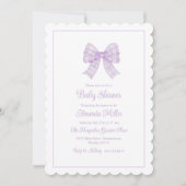 Lavendel Bow Grandmillennial Preppy Baby shower Kaart (Voorkant)