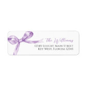 Lavendel Bow Retour Adreslabels Etiket (Voorkant)