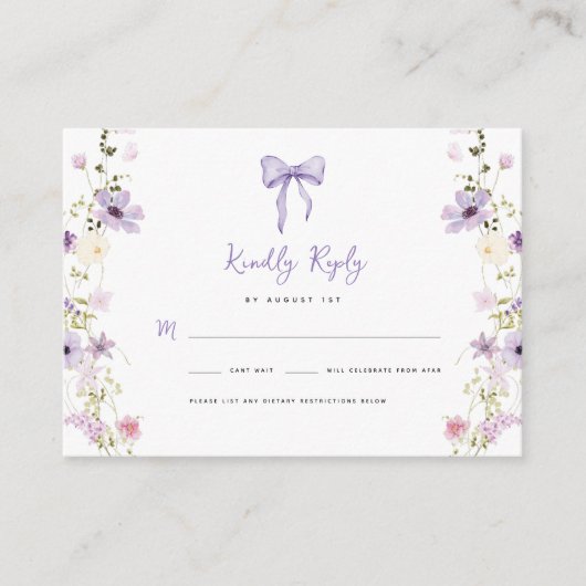 Lavendel Bow RSVP Baby shower behuizing Kaart (Voorkant)