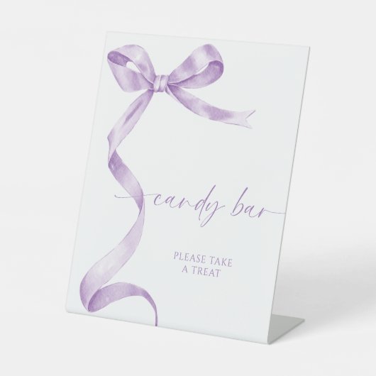 Lavendel Bow Snoep Bar Reclamebord Met Voetstuk (Voorkant)