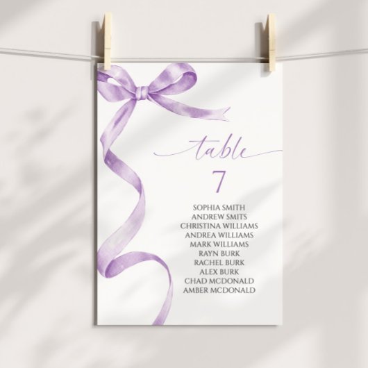 Lavendel Bow Tafelnummer Zitenkaart