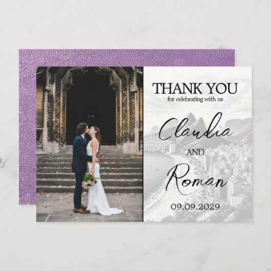 Lavendel Brazilië Paspoort Bedankkaart (Voorkant / Achterkant)