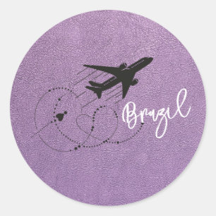 Lavendel Brazilië Paspoort Ronde Sticker