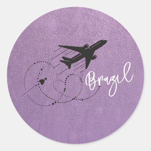 Lavendel Brazilië Paspoort Ronde Sticker (Voorkant)
