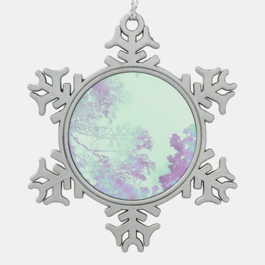 Lavendel Breedbladige Mist Tin Sneeuwvlok Ornament (Voorkant)