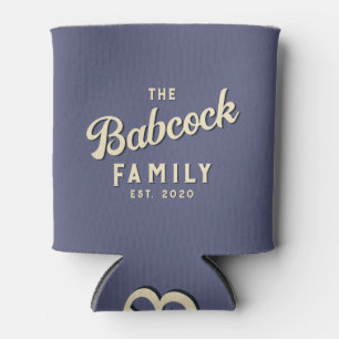 Lavendel Bries Retro Familienaam & Jaar Blikjeskoeler