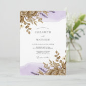 Lavendel Bronzen Rustieke Bruiloft Kaart (Staand voorkant)