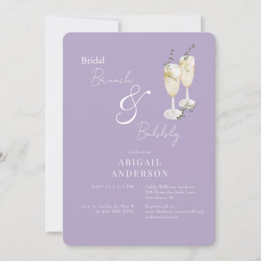 Lavendel Bruids Brunch & Bubble Shower Kaart (Voorkant)