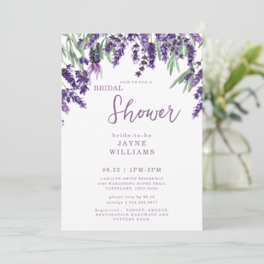  Lavendel bruids doucheuitnodiging Kaart (Staand voorkant)
