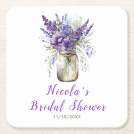 Lavendel bruidsdouche in een Mason-pot  Kartonnen Onderzetters
