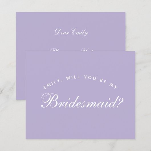 Lavendel Bruidsmeisje Voorstel Eenvoudig Script Bu (Voorkant / Achterkant)